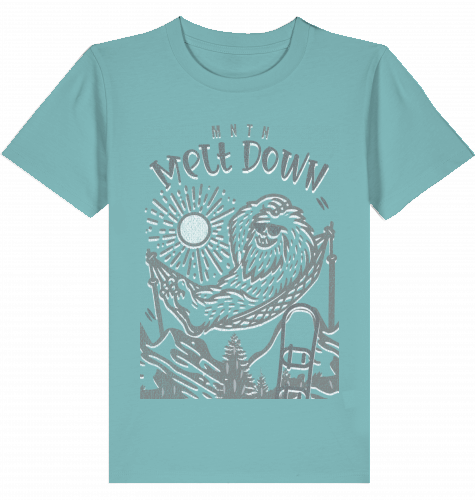KIDS | MELT DOWN | Premium T-Shirt | 100% ring-spun, combed Organic Cotton | Snowboard | 3 to 14 Years | EU 98-168 | Large Print | Color TEAL MONSTERA