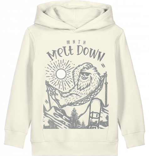 KIDS | MELT DOWN | PREMIUM HOODIE | 100% ring-spun, combed Organic Cotton | Snowboard | 3 to 14 Years | EU 98 - 164 | LARGE PRINT | Color NATURAL RAW