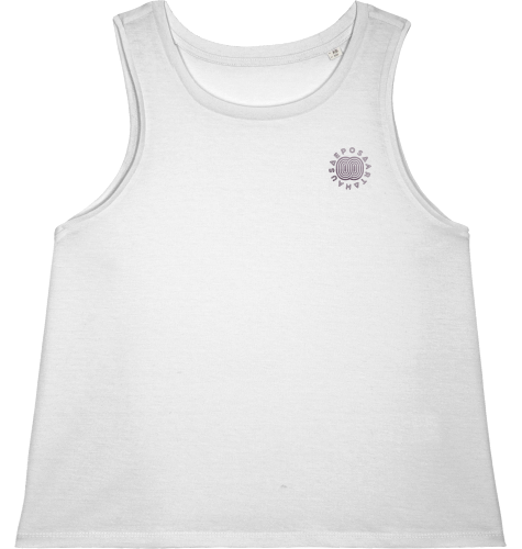 HOLY SHRED. LADIES | Short Tank Top | 100% combed, ringspun Organic Cotton | Snowboard Skateboard Surf Ski | Quality Apparel | Color White | Front View