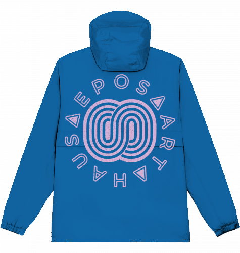 WINDBREAKER HOODED OVERSIZED CUT STREETWEAR S-XXXL SNOWBOARD SKATEBOARD SURF blue back