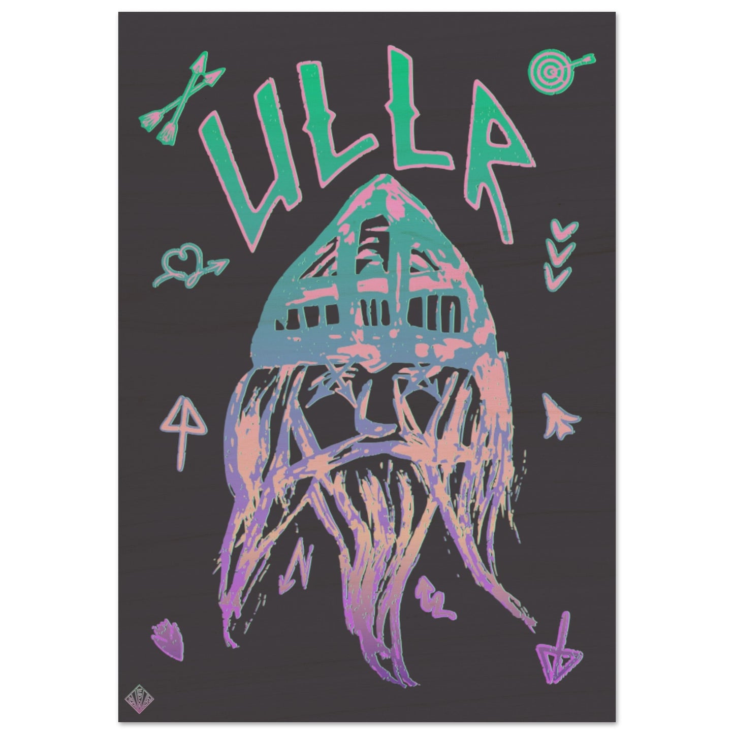 ULLR RNBW | PRINT ON WOOD | GOD of Snow | Premium Quality | Why settle for ordinary wall art when you can opt for our wood prints and enjoy the natural and rustic beauty of wood in your home? These prints are perfect for showcasing the stunning grain and texture of wood, adding a rustic and natural feel to any image. Made from dense birch wood with FSC certification or equivalent, thickness of wood: approx. 20 mm.