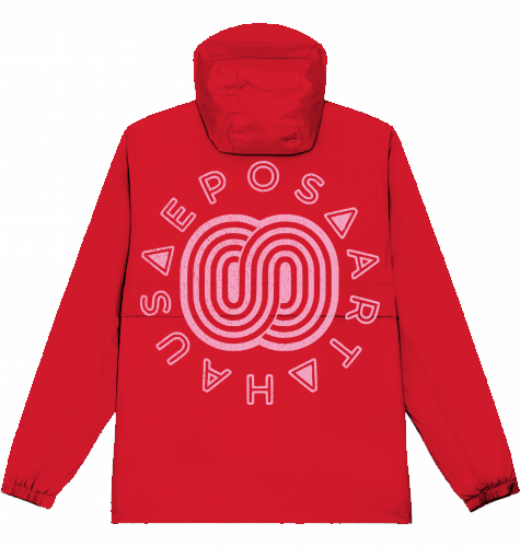 WINDBREAKER HOODED OVERSIZED CUT STREETWEAR S-XXXL SNOWBOARD SKATEBOARD SURF red back