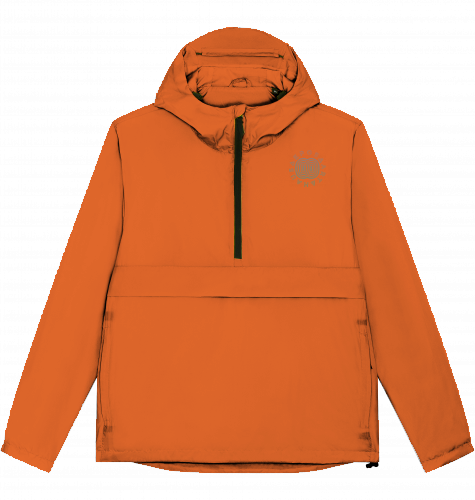 HOLY SHRED | WINDBREAKER HOODED | OVERSIZED CUT | STREETWEAR S-XXXL | SNOWBOARD SKATEBOARD SURF SKI FRONT VIEW COLOR ORANGE