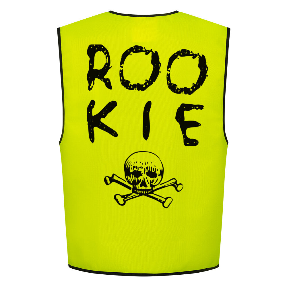 ROOKIE. Die Warnweste für Welpenschutz am Berg. Für Snowboarder und Skifahrer. Die Weste besteht aus 100% Polyester bei 120 GSM und lässt sich ganz einfach mit einem Klettverschluss anbringen. Farbe Gelb neon