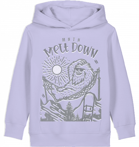 KIDS | MELT DOWN | PREMIUM HOODIE | 100% ring-spun, combed Organic Cotton | Snowboard | 3 to 14 Years | EU 98 - 164 | LARGE PRINT | Color LAVENDER