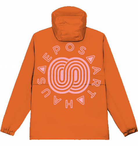 WINDBREAKER HOODED OVERSIZED CUT STREETWEAR S-XXXL SNOWBOARD SKATEBOARD SURF orange back