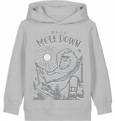KIDS | MELT DOWN | PREMIUM HOODIE | 100% ring-spun, combed Organic Cotton | Snowboard | 3 to 14 Years | EU 98 - 164 | LARGE PRINT | Color HEATHER GREY