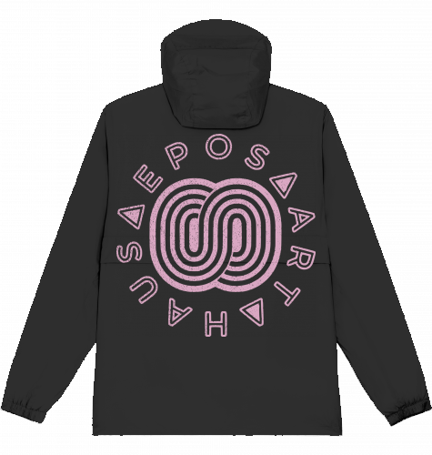 WINDBREAKER HOODED OVERSIZED CUT STREETWEAR S-XXXL SNOWBOARD SKATEBOARD SURF black back view