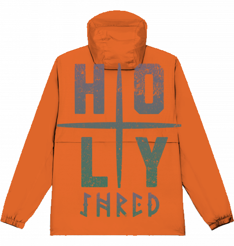 HOLY SHRED | WINDBREAKER HOODED | OVERSIZED CUT | STREETWEAR S-XXXL | SNOWBOARD SKATEBOARD SURF SKI COLOR ORANGE