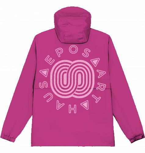 WINDBREAKER HOODED OVERSIZED CUT STREETWEAR S-XXXL SNOWBOARD SKATEBOARD SURF pink back