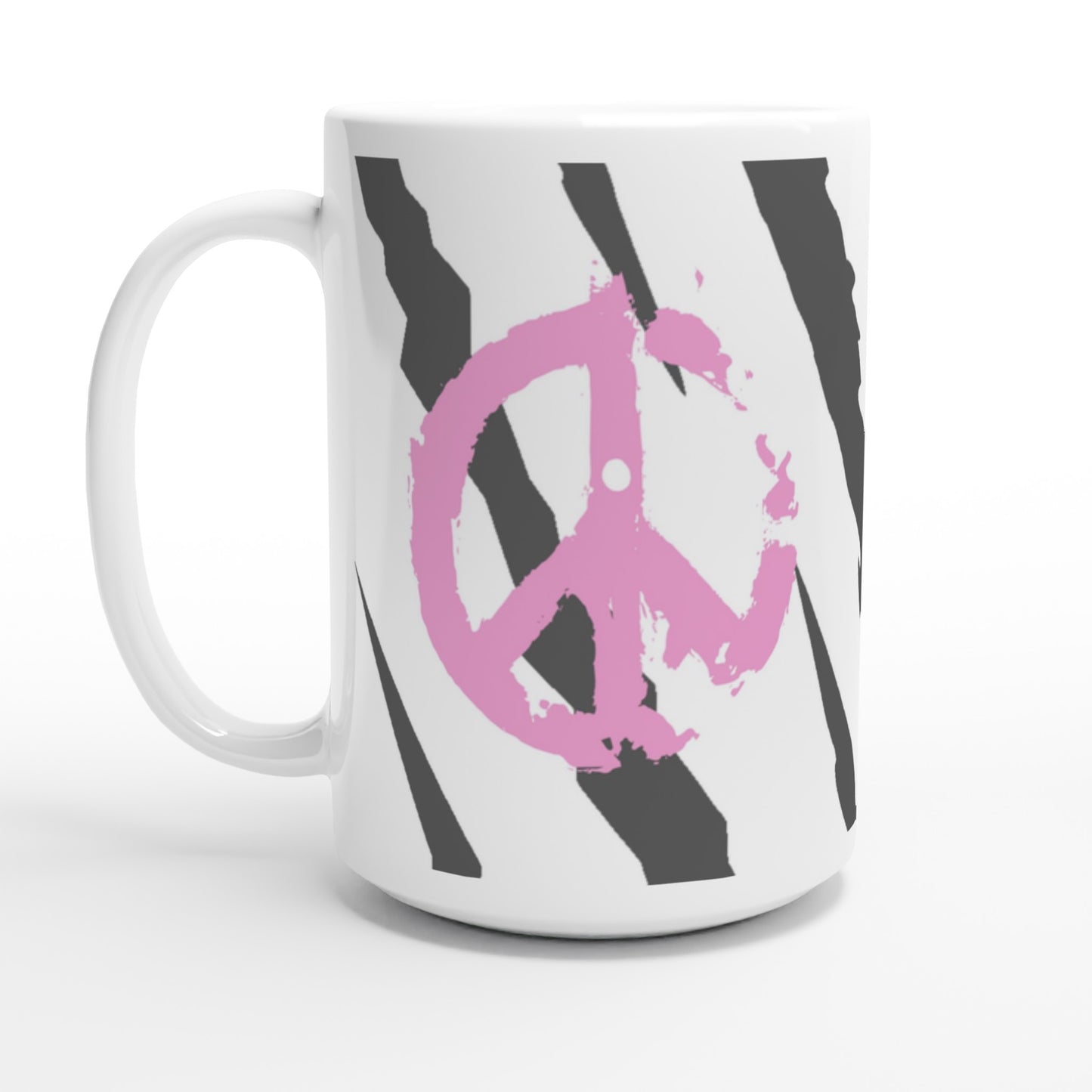 SHRED TIGRE. MUG | 450 ml | Ceramic | Durable | Snowboard Skate Ski Surf | Unisex | Gift | Zebra Stripes | Tiger Claw Marks | 90's | Peace Sign | pink