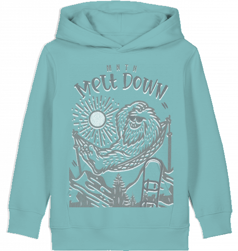 KIDS | MELT DOWN | PREMIUM HOODIE | 100% ring-spun, combed Organic Cotton | Snowboard | 3 to 14 Years | EU 98 - 164 | LARGE PRINT | Color TEAL MONSTERA
