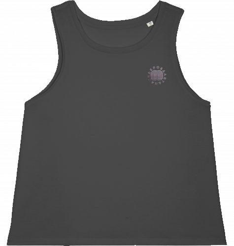 HOLY SHRED. LADIES | Short Tank Top | 100% combed, ringspun Organic Cotton | Snowboard Skateboard Surf Ski | Quality Apparel | Color Black | Front View