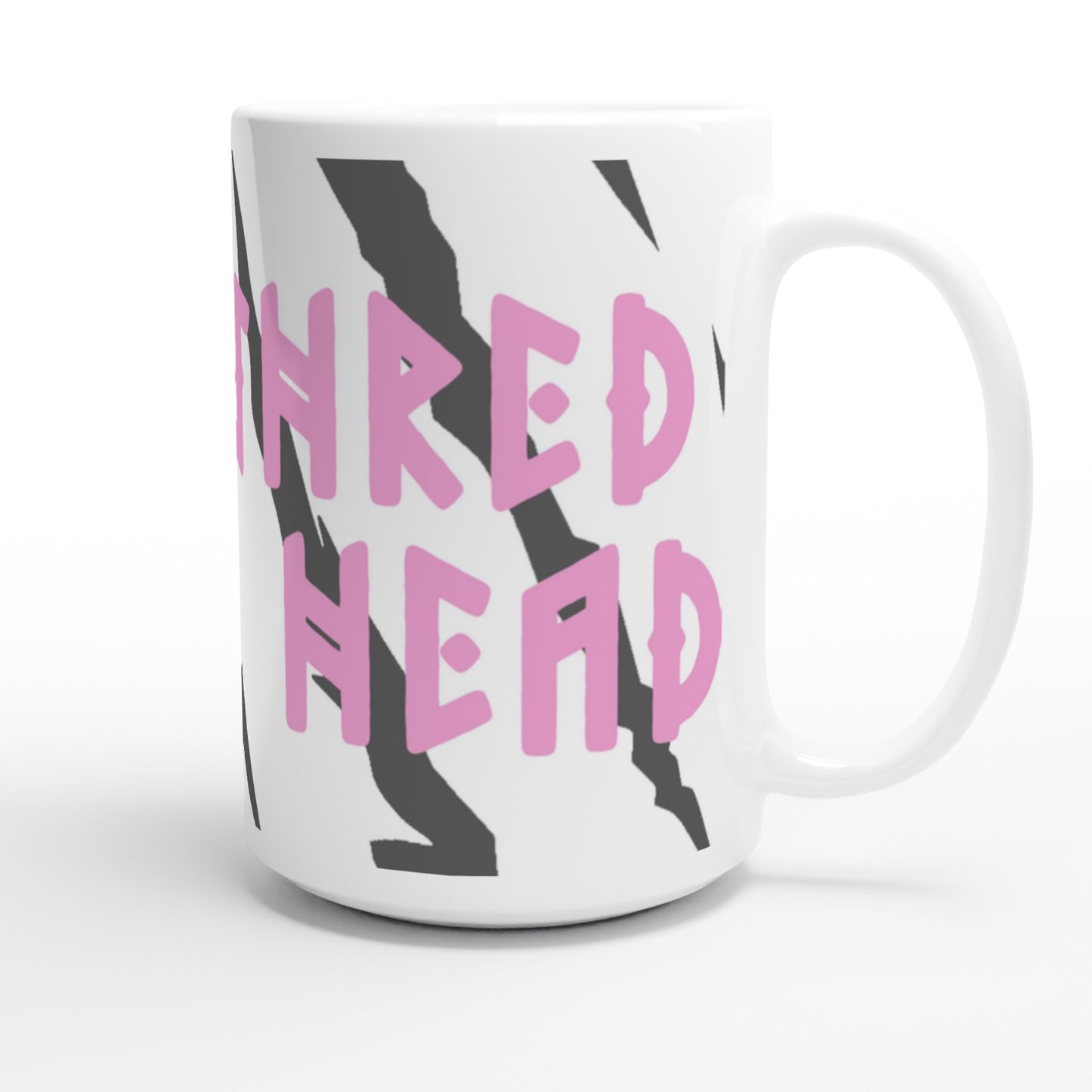SHRED TIGRE. MUG | 450 ml | Ceramic | Durable | Snowboard Skate Ski Surf | Unisex | Gift | Zebra Stripes | Tiger Claw Marks | 90's | Peace Sign | pink
