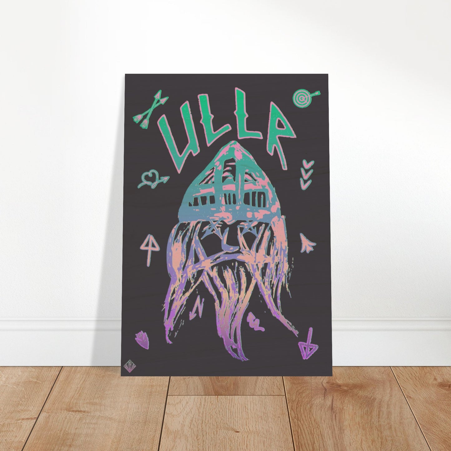 ULLR RNBW | PRINT ON WOOD | GOD of Snow | Premium Quality | Why settle for ordinary wall art when you can opt for our wood prints and enjoy the natural and rustic beauty of wood in your home? These prints are perfect for showcasing the stunning grain and texture of wood, adding a rustic and natural feel to any image. Made from dense birch wood with FSC certification or equivalent, thickness of wood: approx. 20 mm.
