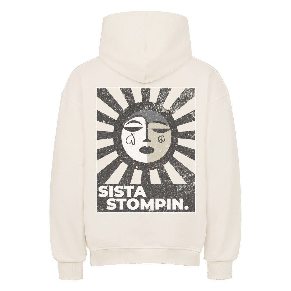 HOODIE OVERSIZED CUT STREETWEAR XS-4XL SNOWBOARD SKATEBOARD SURF WEAR PREMIUM QUALITY PRODUCED IN TURKEY, DESIGNED AND SHIPPED FROM GERMANY 'STOMPIN' SISTA' natural raw back