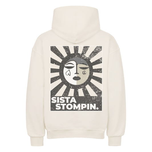HOODIE OVERSIZED CUT STREETWEAR XS-4XL SNOWBOARD SKATEBOARD SURF WEAR PREMIUM QUALITY PRODUCED IN TURKEY, DESIGNED AND SHIPPED FROM GERMANY 'STOMPIN' SISTA' natural raw back