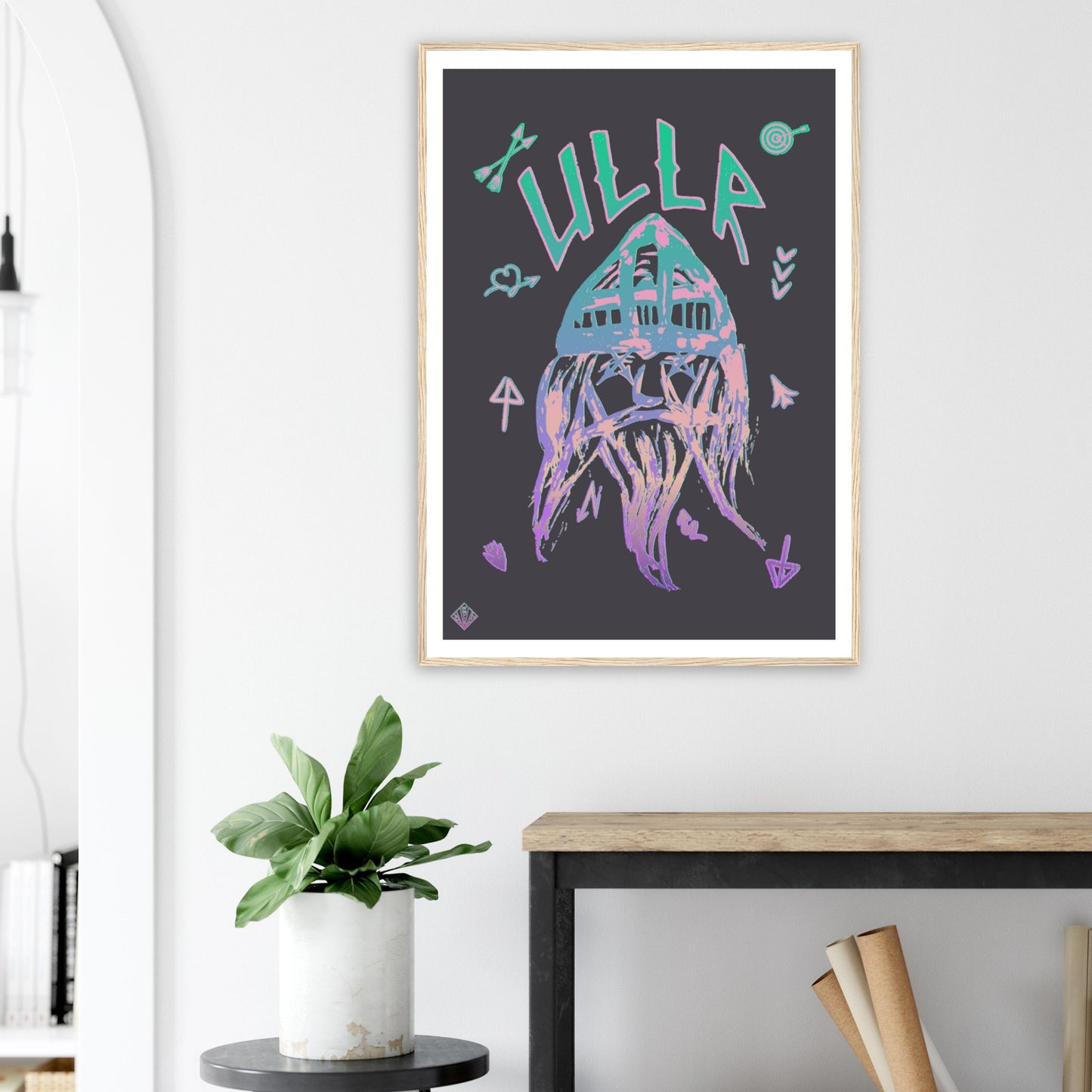 ULLR RNBW | PREMIUM POSTER IN WOODEN FRAME | Premium Quality | Matte | 200 GSM | God of Snow | Snowboard | Ski | Save your precious time hunting down the right frame for your art work - with this one your art arrives at your home with the perfectly fitted quality frame!