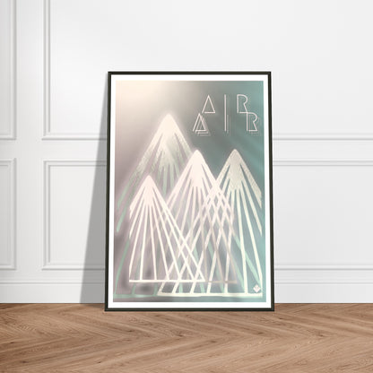 A I R | METAL FRAMED Poster | Premium Quality | Matte | 200 GSM | Mountains | Alps | Sun | Save your precious time hunting down the right frame for your art work - with this one your art arrives at your home with the perfectly fitted quality frame! Our durable and sleek black aluminum frame stands out with a clean and polished finish. Our heavier-weight, white, premium matte paper has a natural, smooth uncoated finish that feels luxurious to the touch.