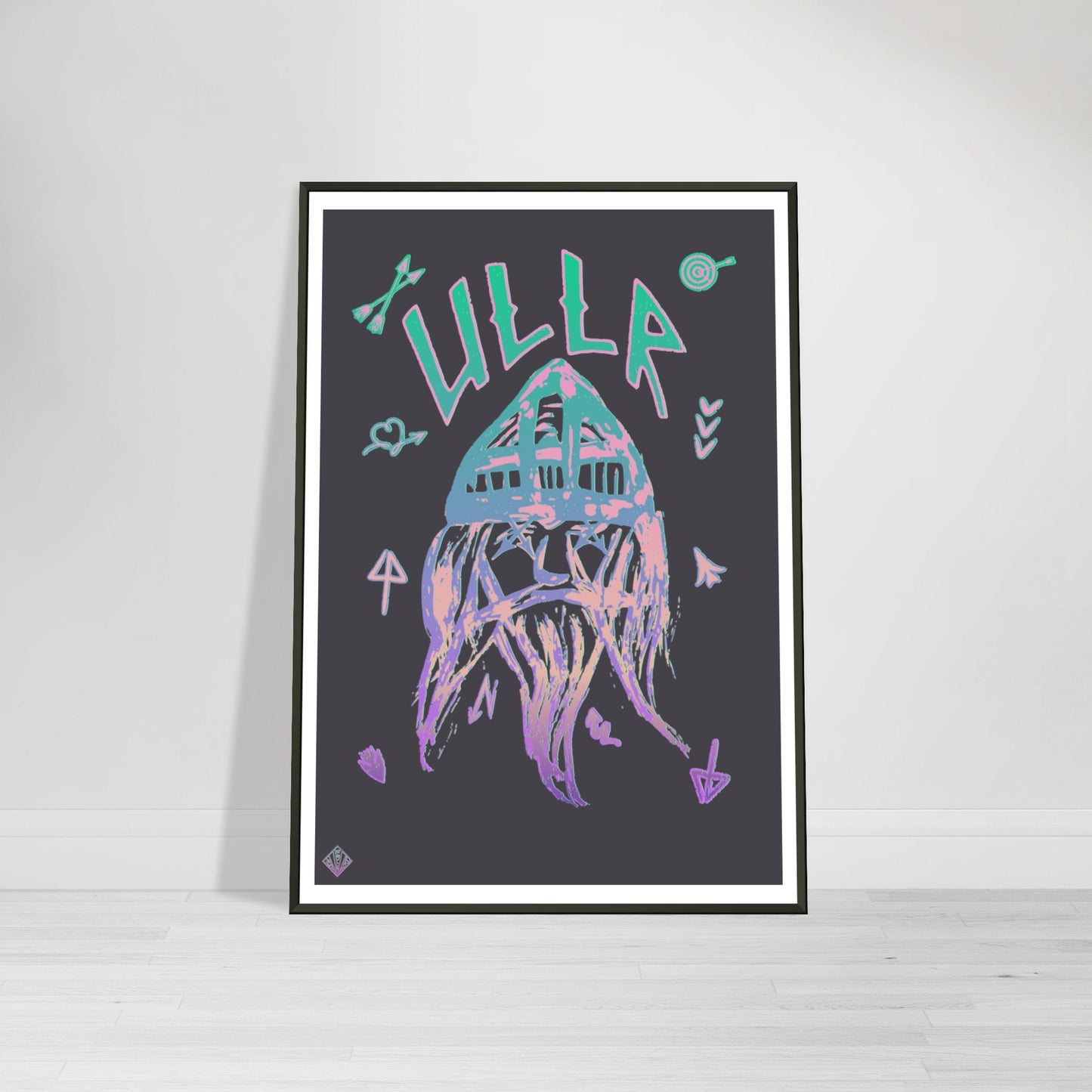 ULLR | METAL FRAMED Poster | Premium Quality | Matte | 200 GSM | God of Snow | Save your precious time hunting down the right frame for your art work - with this one your art arrives at your home with the perfectly fitted quality frame! The poster is made on our heavier-weight white premium matte paper that feels luxurious | frames 20 mm thick and 10 mm wide | shatterproof, transparent plexiglass | 200 gsm paper weight | FSC-certified paper or equivalent certifications | robust packaging