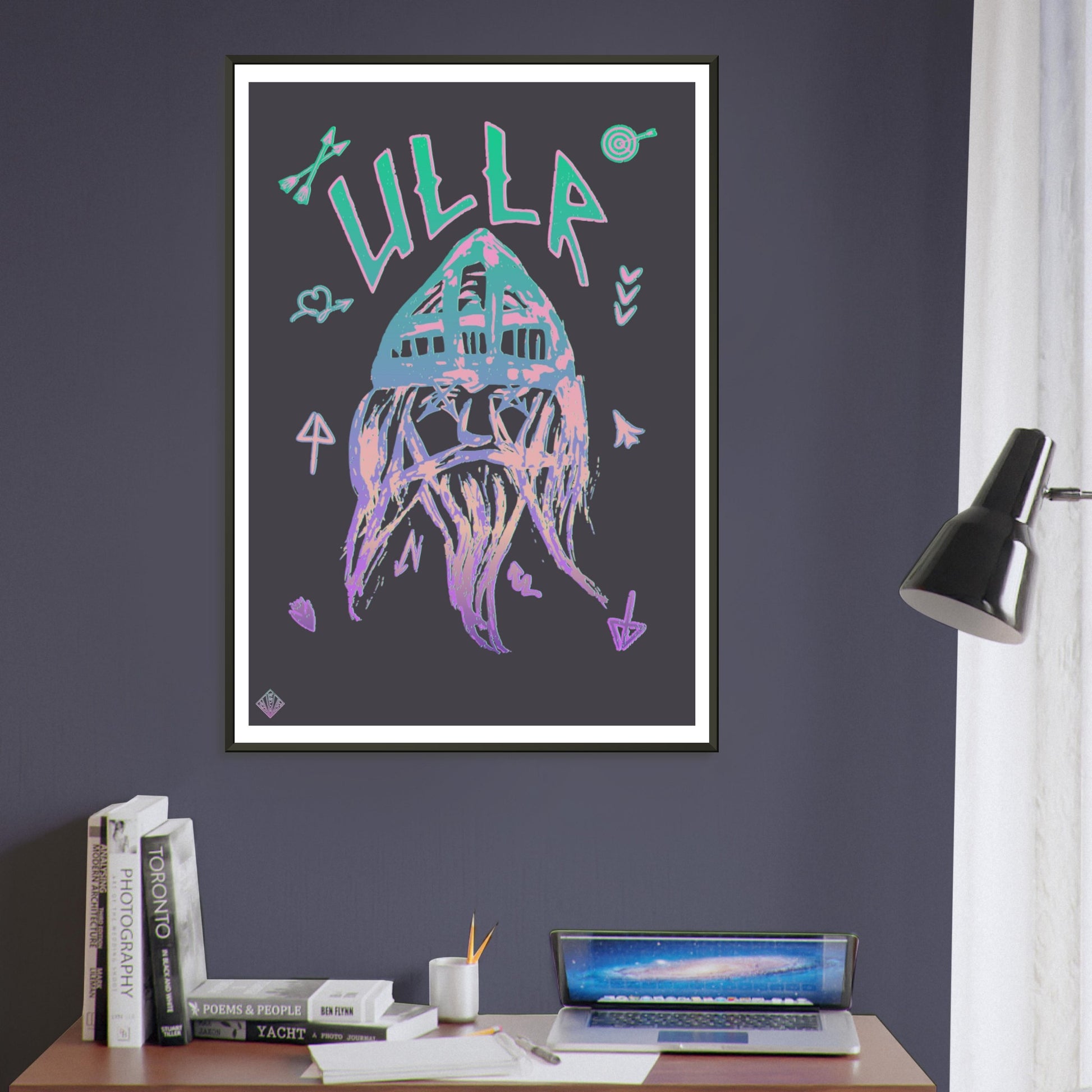 ULLR | METAL FRAMED Poster | Premium Quality | Matte | 200 GSM | God of Snow | Save your precious time hunting down the right frame for your art work - with this one your art arrives at your home with the perfectly fitted quality frame! The poster is made on our heavier-weight white premium matte paper that feels luxurious | frames 20 mm thick and 10 mm wide | shatterproof, transparent plexiglass | 200 gsm paper weight | FSC-certified paper or equivalent certifications | robust packaging