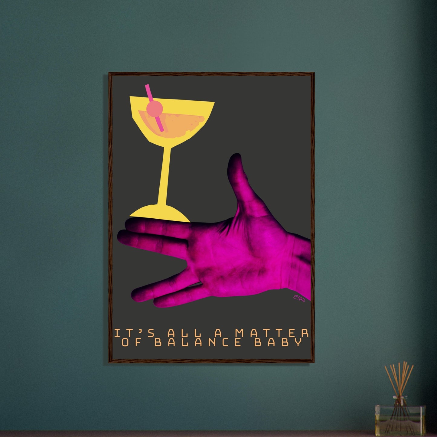 BALANCE BABY [H] | PREMIUM POSTER IN WOODEN FRAME