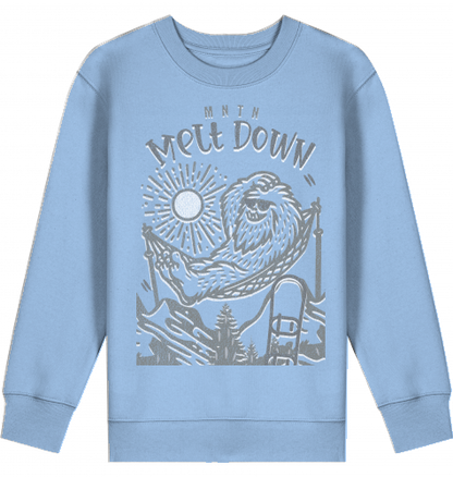 KIDS | MELT DOWN | PREMIUM SWEATER | 100% ring-spun, combed Organic Cotton | Snowboard | 3 to 14 Years | EU 98 - 164 | LARGE PRINT | Color BLUE SOUL