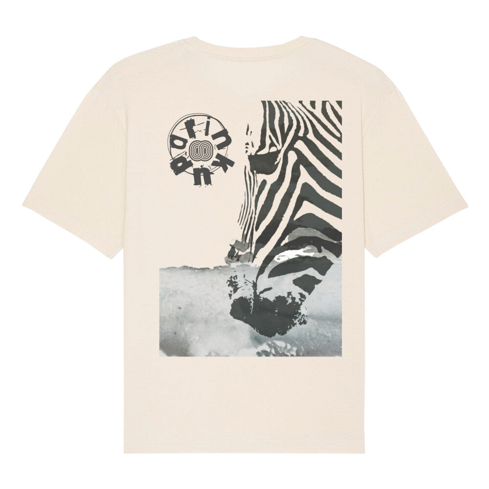 Skateboard Surf Emo TSHIRT 100% Organic Cotton Large Print Zebra 'DRINK UP' by EPOS natural raw