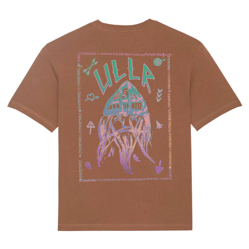 ULLR RNBW | PREMIUM T-SHIRT | 100% ring-spun and combed Organic Cotton | Oversize Cut | Snowboard Ski | God of Snow | Snowboard | Ski | S-XXL | Color Caramel