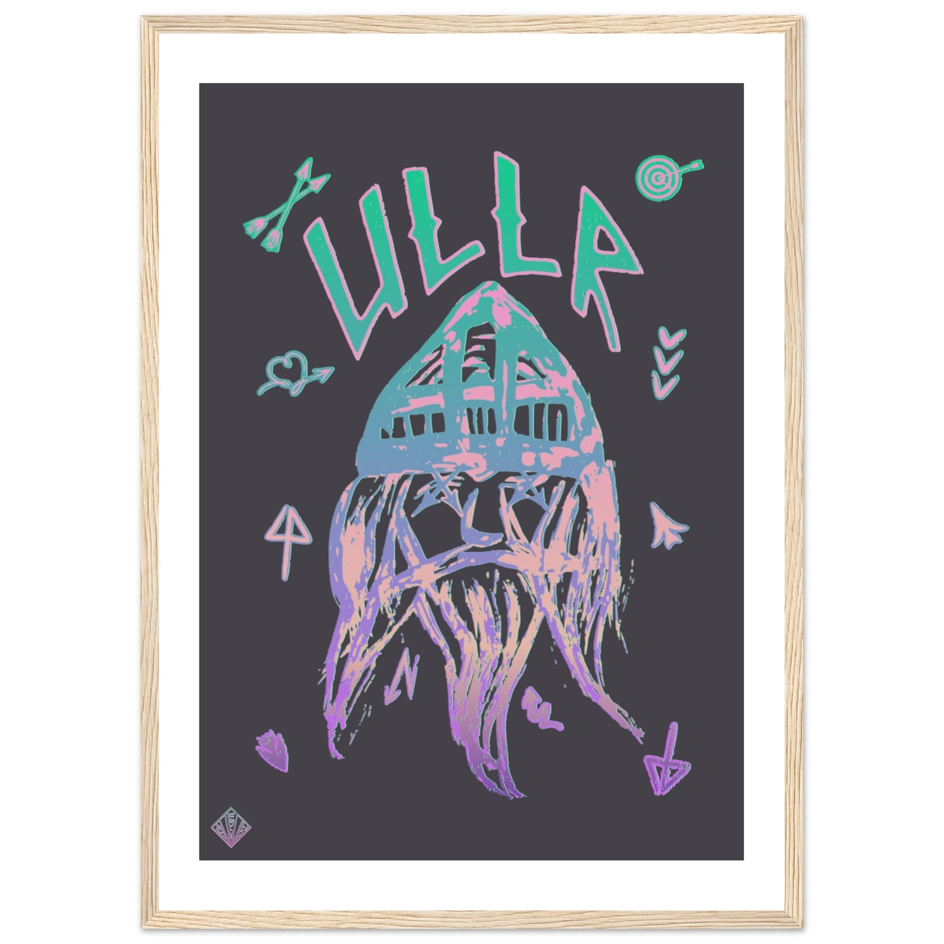 ULLR RNBW | PREMIUM POSTER IN WOODEN FRAME | Premium Quality | Matte | 200 GSM | God of Snow | Snowboard | Ski | Save your precious time hunting down the right frame for your art work - with this one your art arrives at your home with the perfectly fitted quality frame!