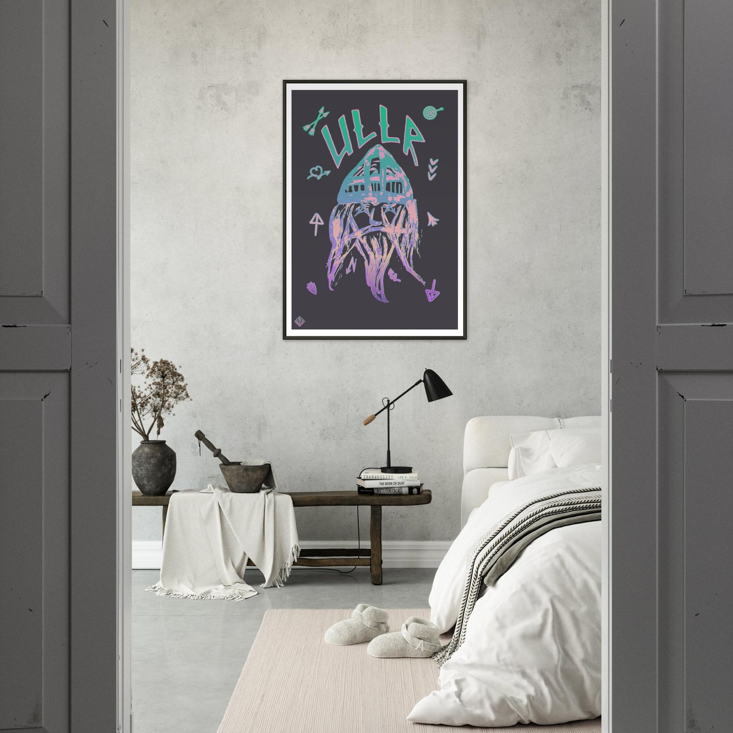 ULLR | METAL FRAMED Poster | Premium Quality | Matte | 200 GSM | God of Snow | Save your precious time hunting down the right frame for your art work - with this one your art arrives at your home with the perfectly fitted quality frame! The poster is made on our heavier-weight white premium matte paper that feels luxurious | frames 20 mm thick and 10 mm wide | shatterproof, transparent plexiglass | 200 gsm paper weight | FSC-certified paper or equivalent certifications | robust packaging