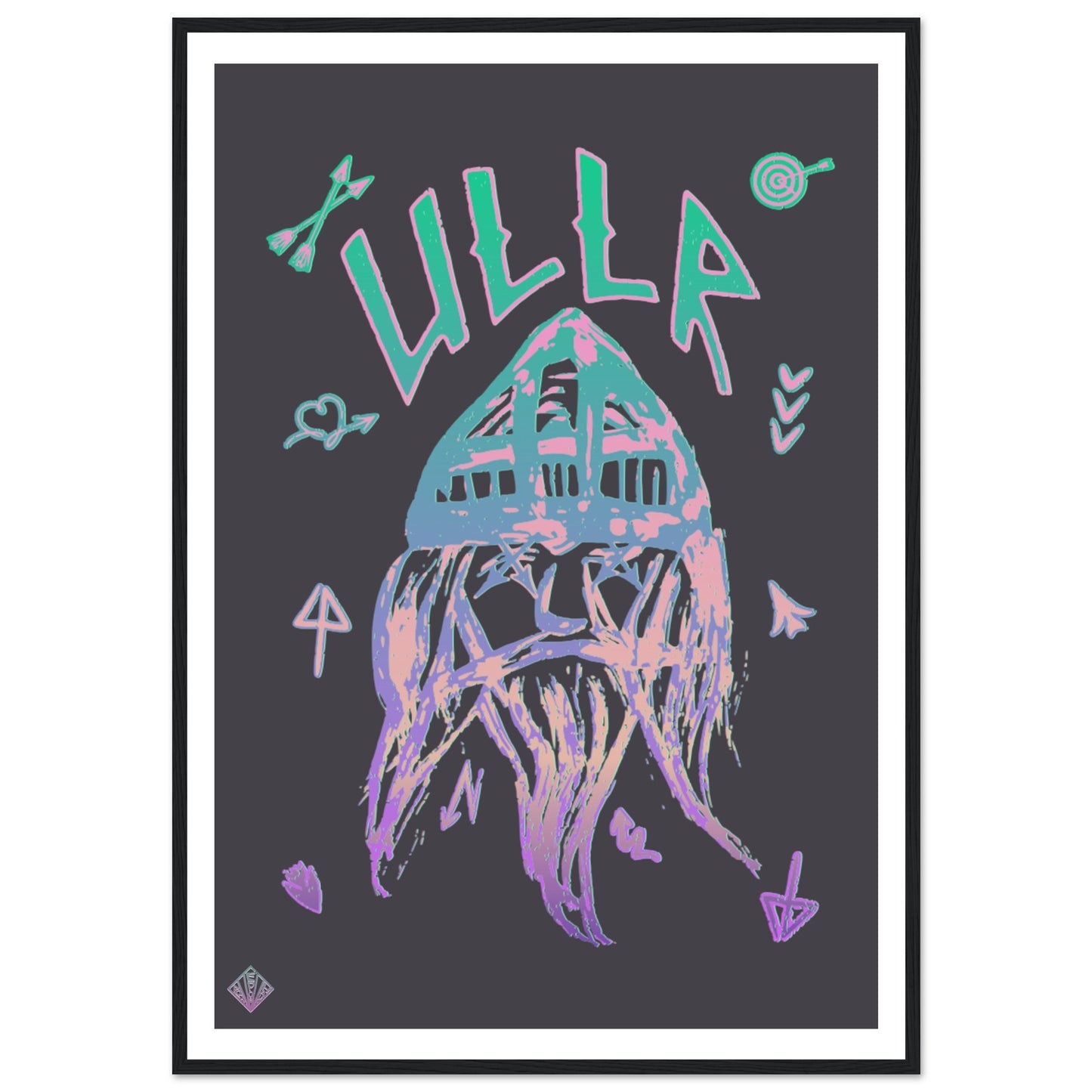 ULLR RNBW | PREMIUM POSTER IN WOODEN FRAME | Premium Quality | Matte | 200 GSM | God of Snow | Snowboard | Ski | Save your precious time hunting down the right frame for your art work - with this one your art arrives at your home with the perfectly fitted quality frame!