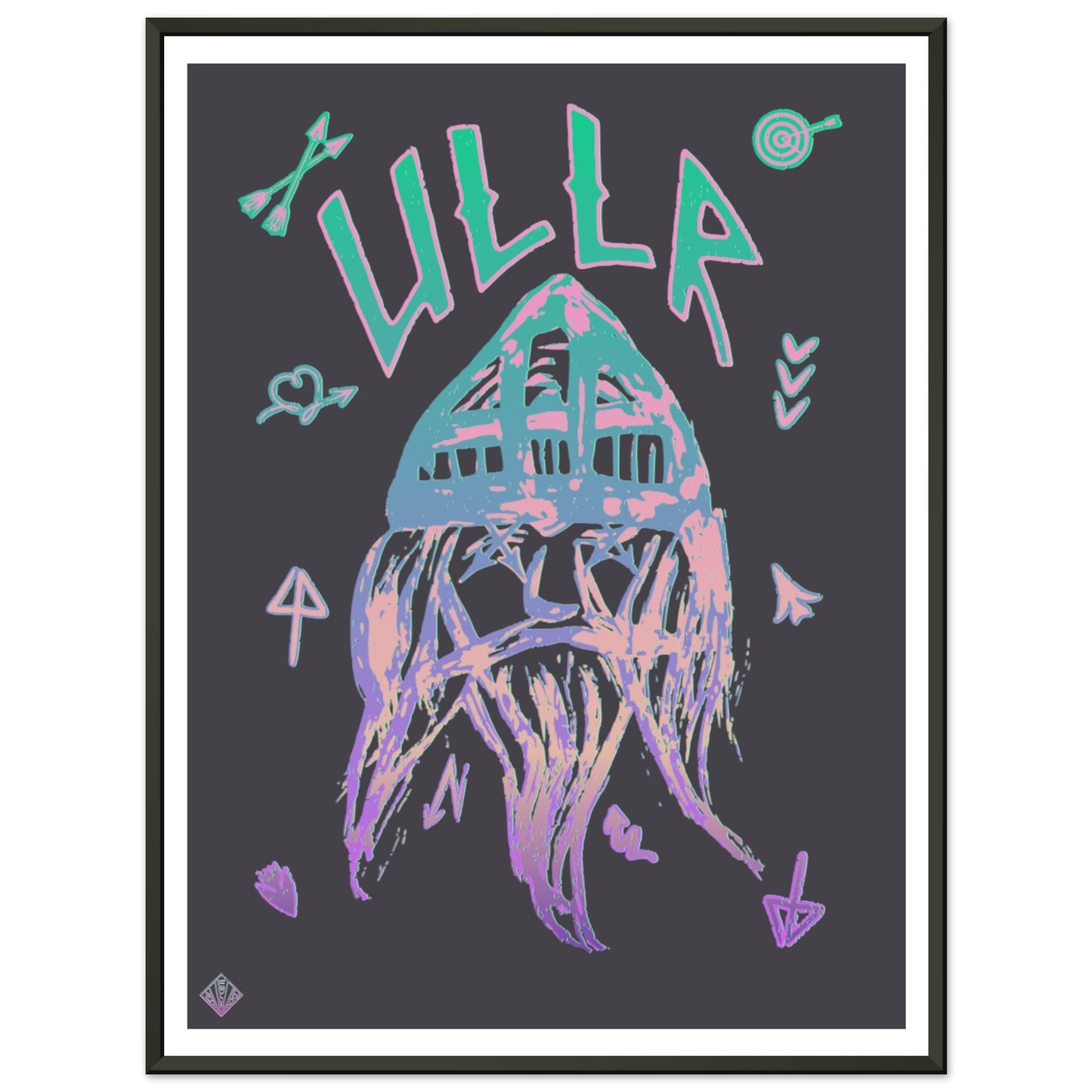 ULLR | METAL FRAMED Poster | Premium Quality | Matte | 200 GSM | God of Snow | Save your precious time hunting down the right frame for your art work - with this one your art arrives at your home with the perfectly fitted quality frame! The poster is made on our heavier-weight white premium matte paper that feels luxurious | frames 20 mm thick and 10 mm wide | shatterproof, transparent plexiglass | 200 gsm paper weight | FSC-certified paper or equivalent certifications | robust packaging