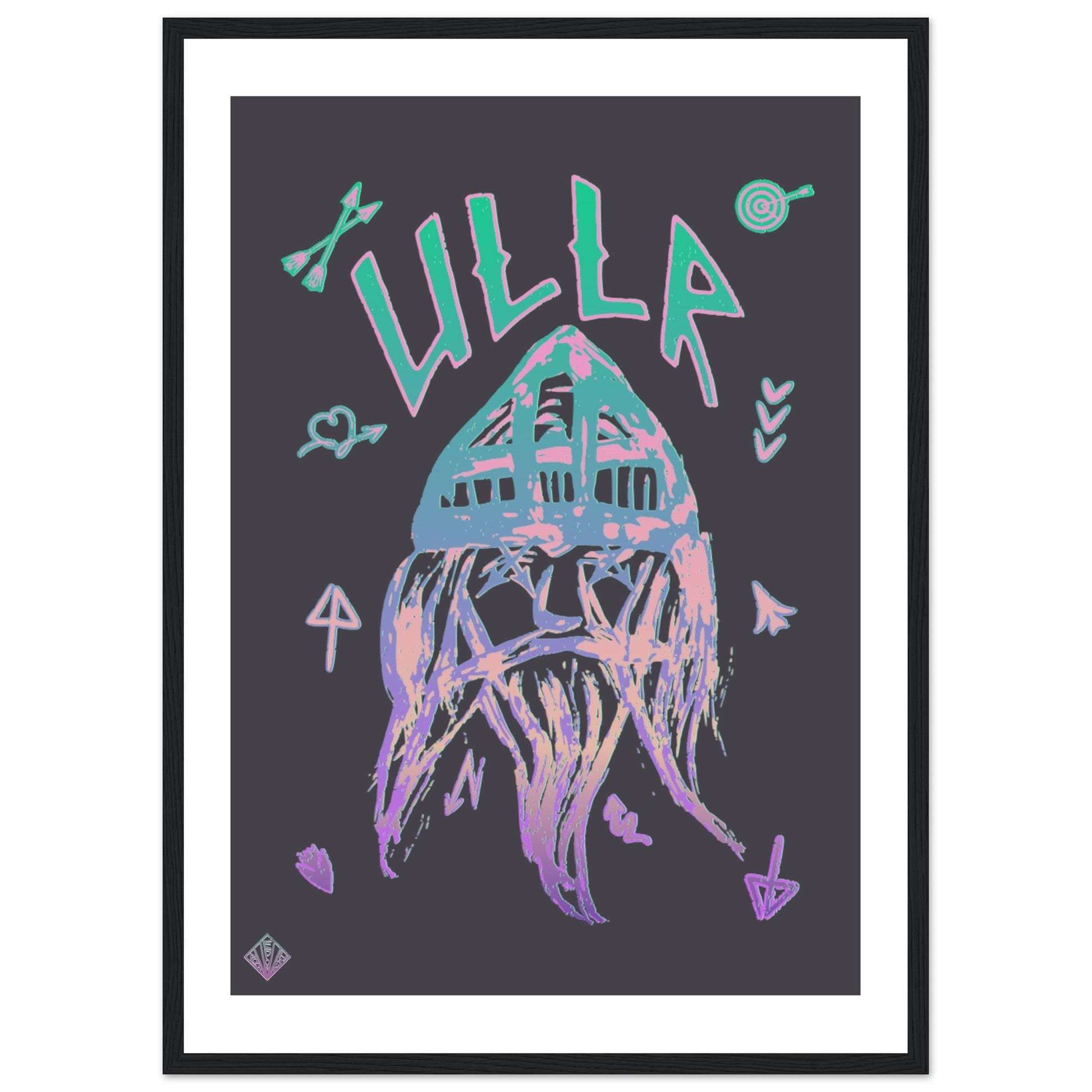 ULLR RNBW | PREMIUM POSTER IN WOODEN FRAME | Premium Quality | Matte | 200 GSM | God of Snow | Snowboard | Ski | Save your precious time hunting down the right frame for your art work - with this one your art arrives at your home with the perfectly fitted quality frame!