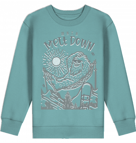 KIDS | MELT DOWN | PREMIUM SWEATER | 100% ring-spun, combed Organic Cotton | Snowboard | 3 to 14 Years | EU 98 - 164 | LARGE PRINT | Color TEAL MONSTERA