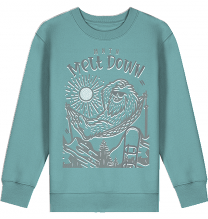 KIDS | MELT DOWN | PREMIUM SWEATER | 100% ring-spun, combed Organic Cotton | Snowboard | 3 to 14 Years | EU 98 - 164 | LARGE PRINT | Color TEAL MONSTERA