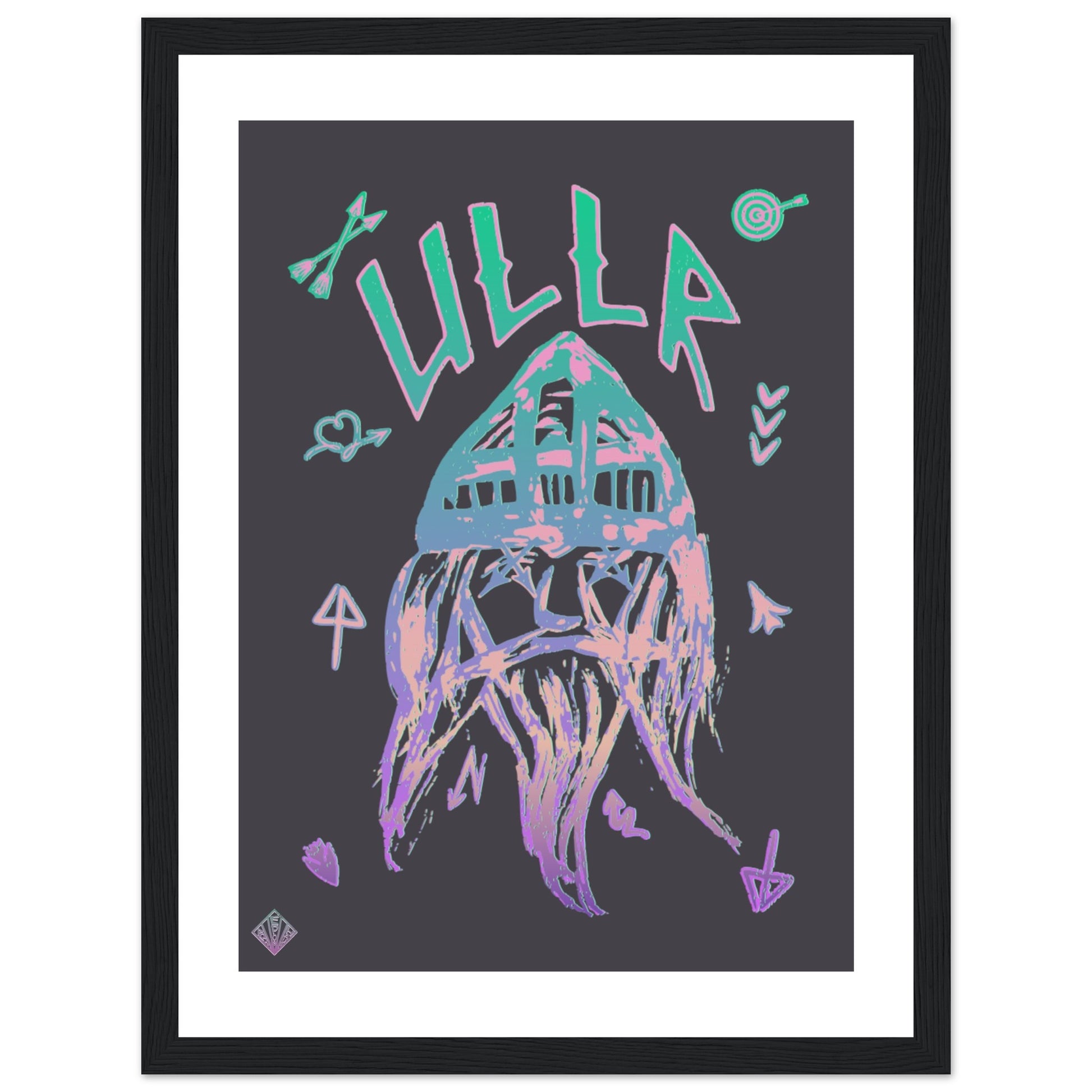 ULLR RNBW | PREMIUM POSTER IN WOODEN FRAME | Premium Quality | Matte | 200 GSM | God of Snow | Snowboard | Ski | Save your precious time hunting down the right frame for your art work - with this one your art arrives at your home with the perfectly fitted quality frame!