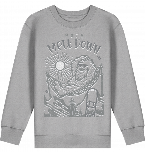 KIDS | MELT DOWN | PREMIUM SWEATER | 100% ring-spun, combed Organic Cotton | Snowboard | 3 to 14 Years | EU 98 - 164 | LARGE PRINT | Color HEATHER GREY