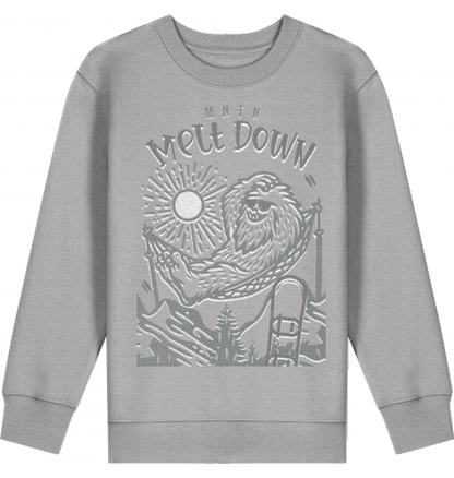 KIDS | MELT DOWN | PREMIUM SWEATER | 100% ring-spun, combed Organic Cotton | Snowboard | 3 to 14 Years | EU 98 - 164 | LARGE PRINT | Color HEATHER GREY