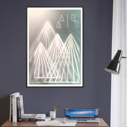 A I R | METAL FRAMED Poster | Premium Quality | Matte | 200 GSM | Mountains | Alps | Sun | Save your precious time hunting down the right frame for your art work - with this one your art arrives at your home with the perfectly fitted quality frame! Our durable and sleek black aluminum frame stands out with a clean and polished finish. Our heavier-weight, white, premium matte paper has a natural, smooth uncoated finish that feels luxurious to the touch.