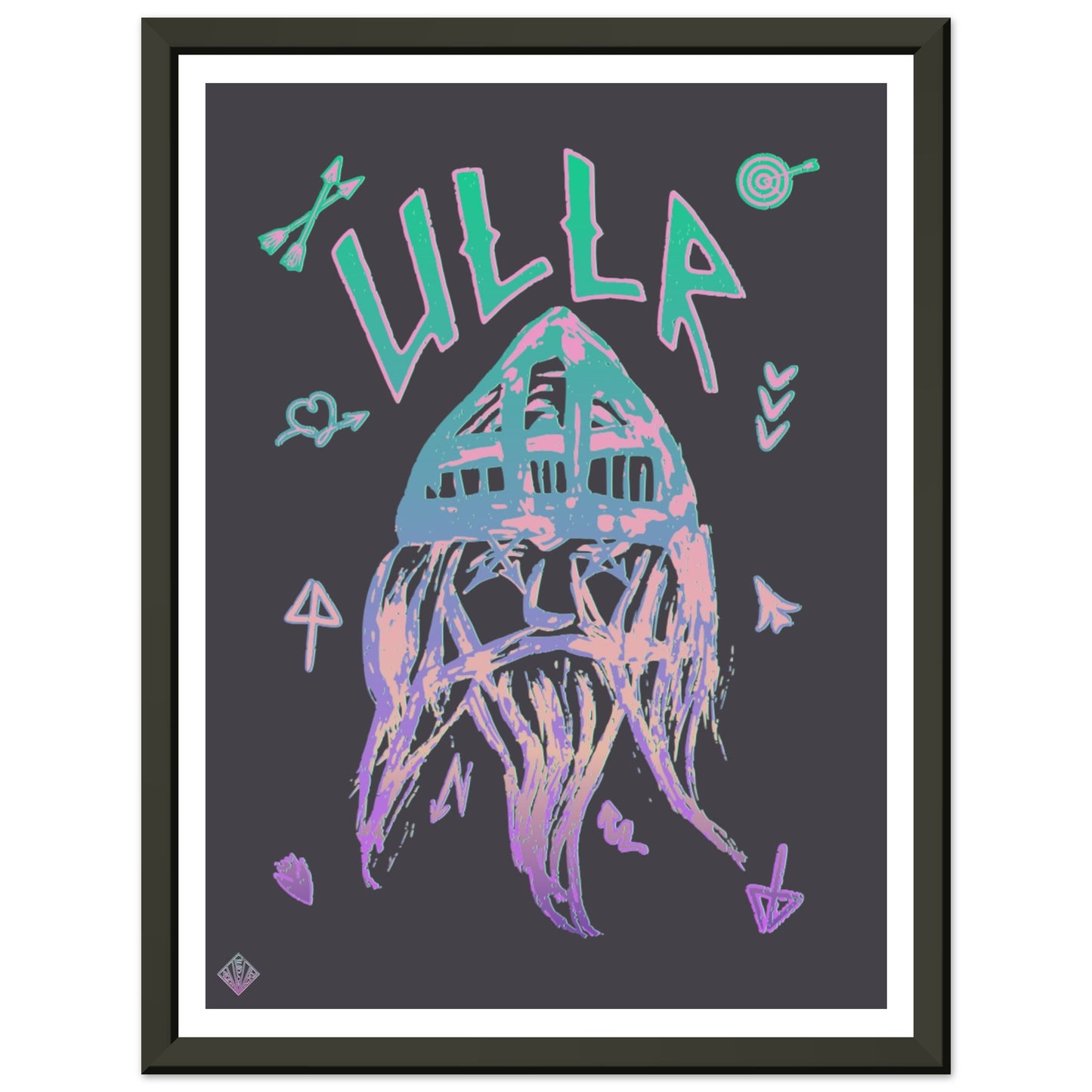 ULLR | METAL FRAMED Poster | Premium Quality | Matte | 200 GSM | God of Snow | Save your precious time hunting down the right frame for your art work - with this one your art arrives at your home with the perfectly fitted quality frame! The poster is made on our heavier-weight white premium matte paper that feels luxurious | frames 20 mm thick and 10 mm wide | shatterproof, transparent plexiglass | 200 gsm paper weight | FSC-certified paper or equivalent certifications | robust packaging